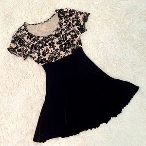 90s black floral vintage mini dress